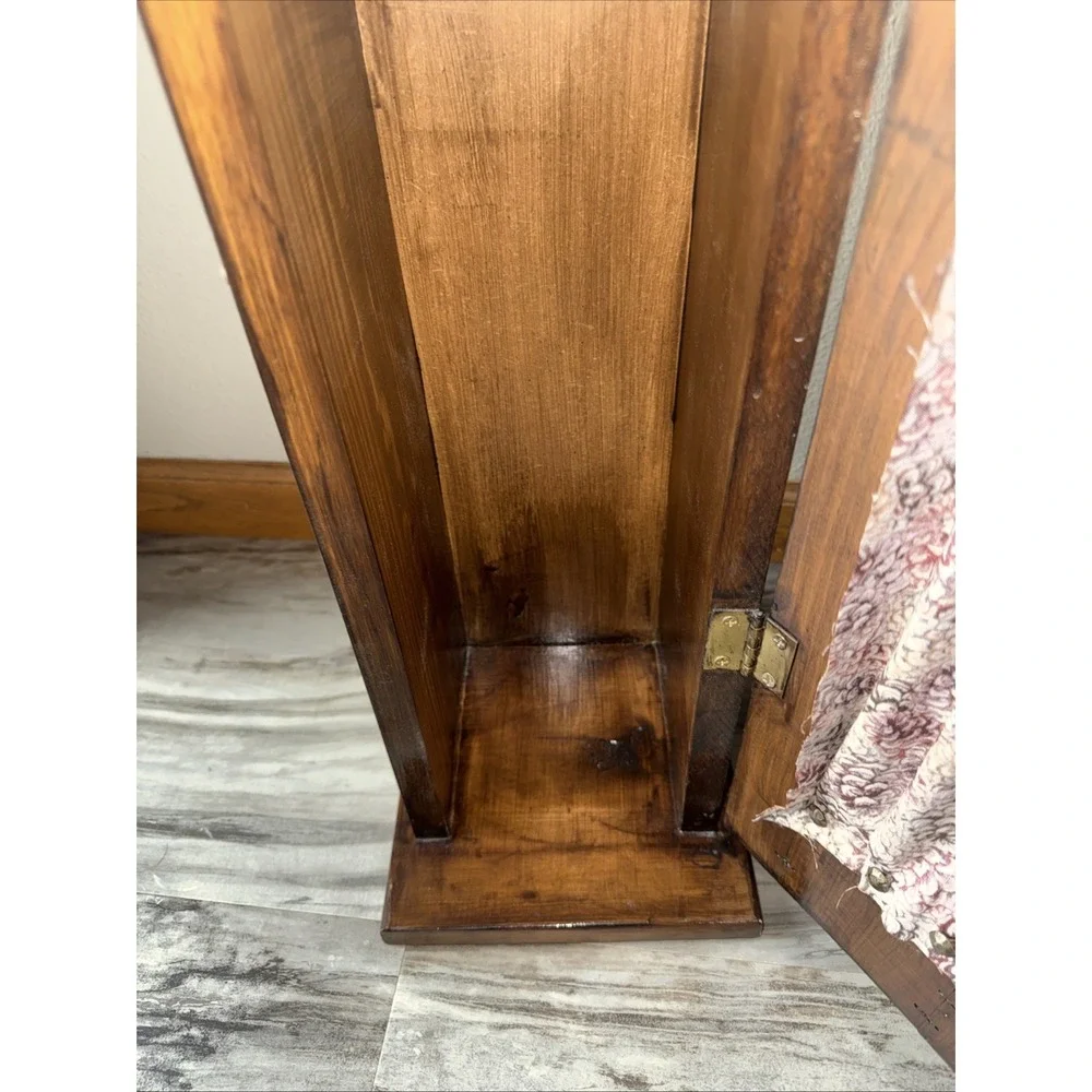 Vintage Farmhouse Cottage Wood Toilet Paper Cabinet Tissue Holder Curtain Front